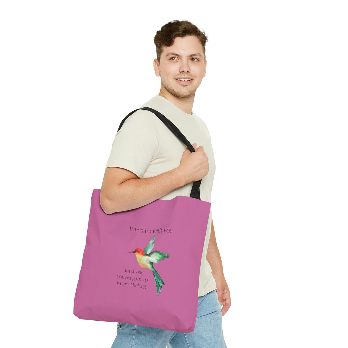 When I'm With You - Pink Hummingbird - Tote Bag