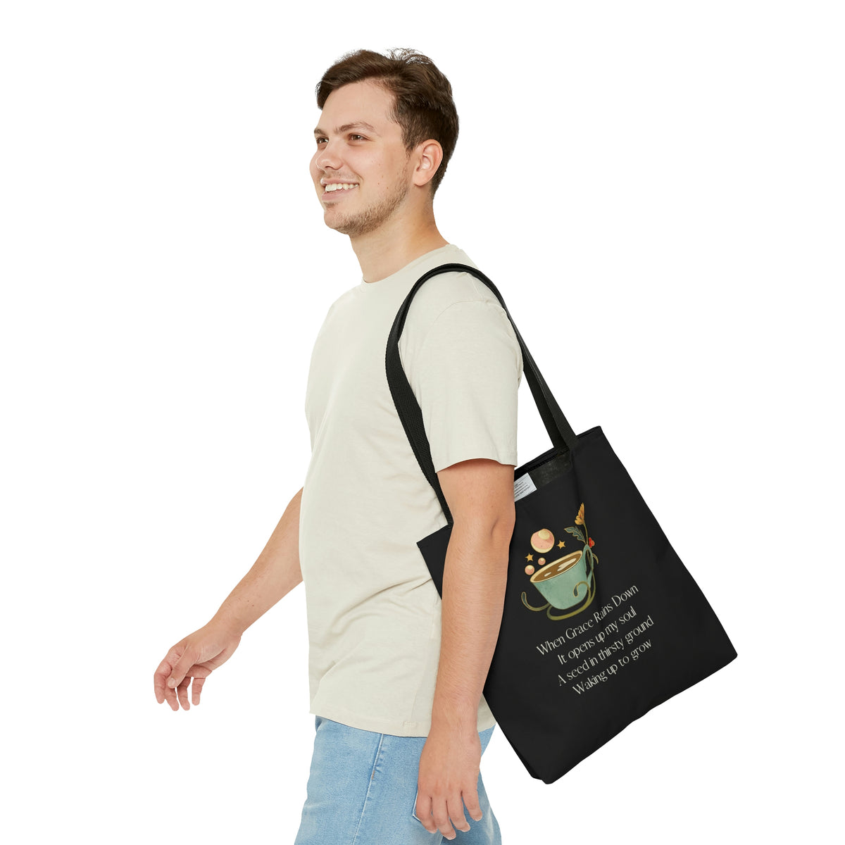 When Grace Rains Coffee Cup - Black Tote Bag