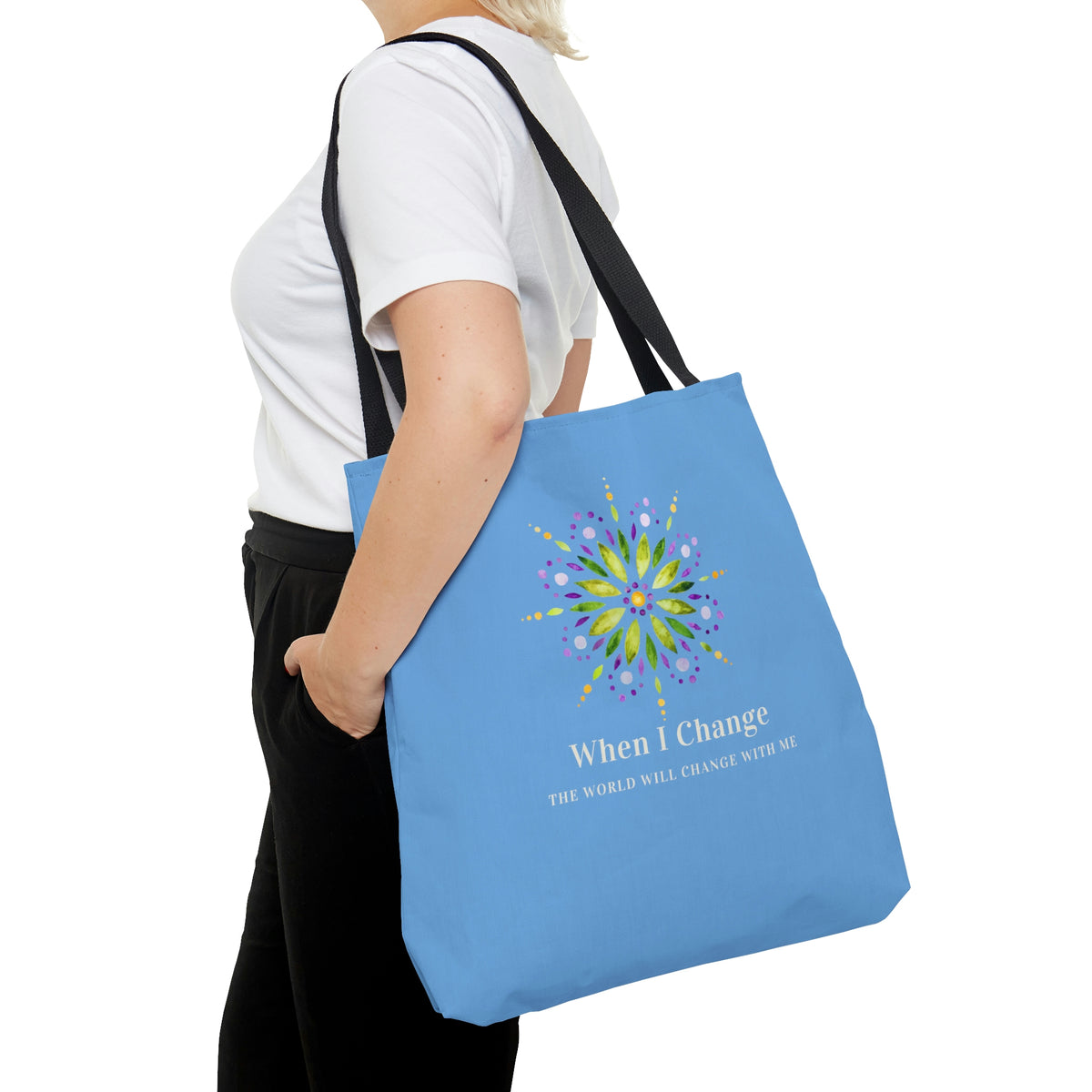 When I Change Mandala - Blue Tote Bag