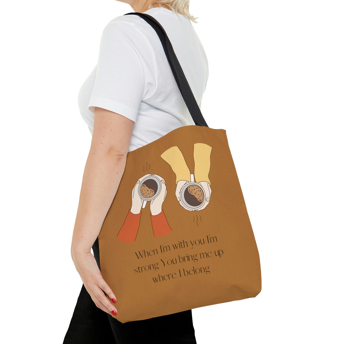 When I'm With You Coffee Cups - Light Brown Tote Bag