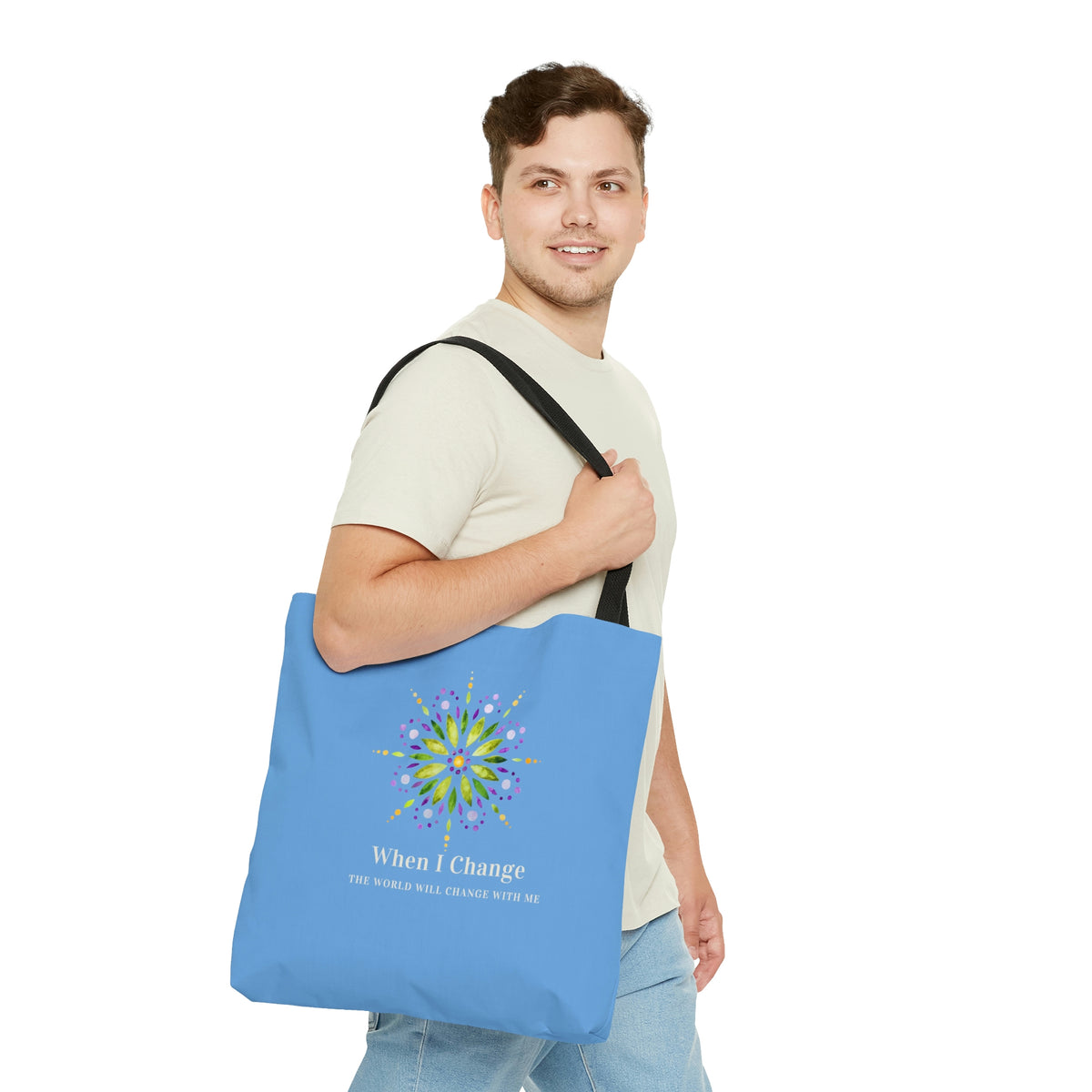 When I Change Mandala - Blue Tote Bag