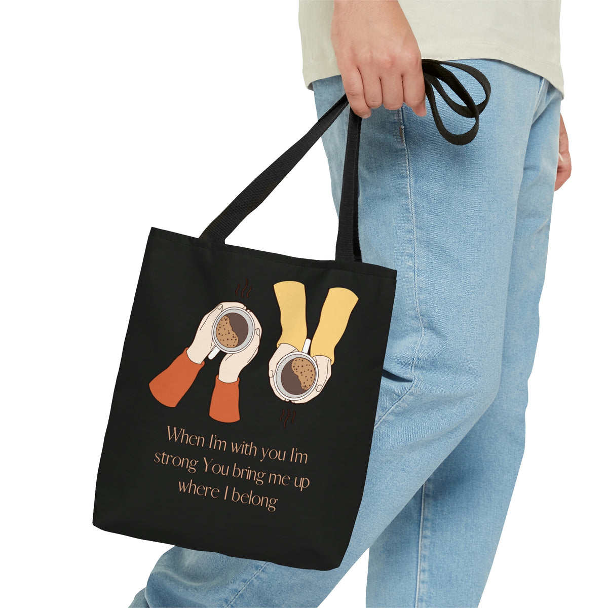 coffee cup tote bag shoulder bags Coffee Tote Bag Black Cup Black Coffee Black Tote Bag COFFEE CUP