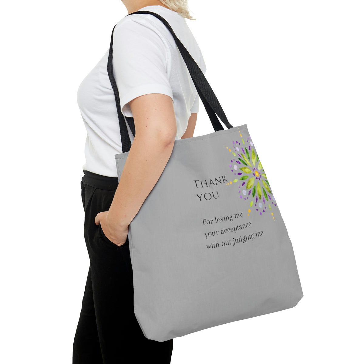 Thank You Mandala - Gray Tote Bag
