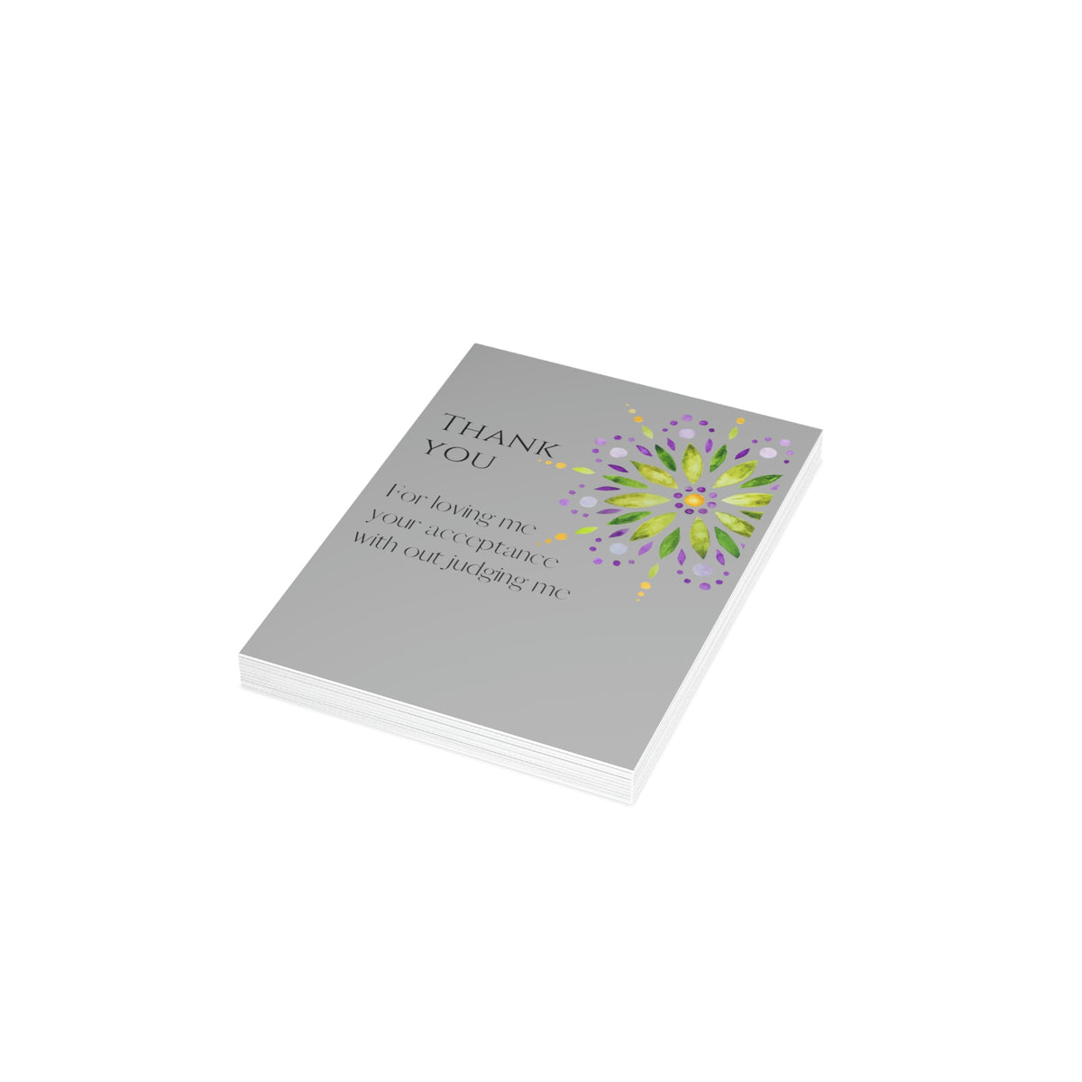 Thank You - Mandala - Gray Vertical Folded Greeting Card