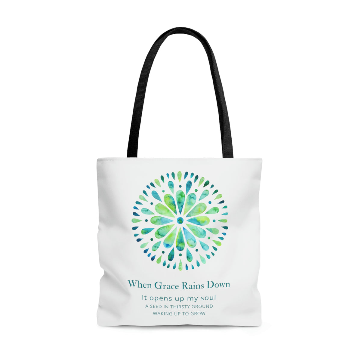 When Grace Rains Blue/Green Mandala - White Tote Bag