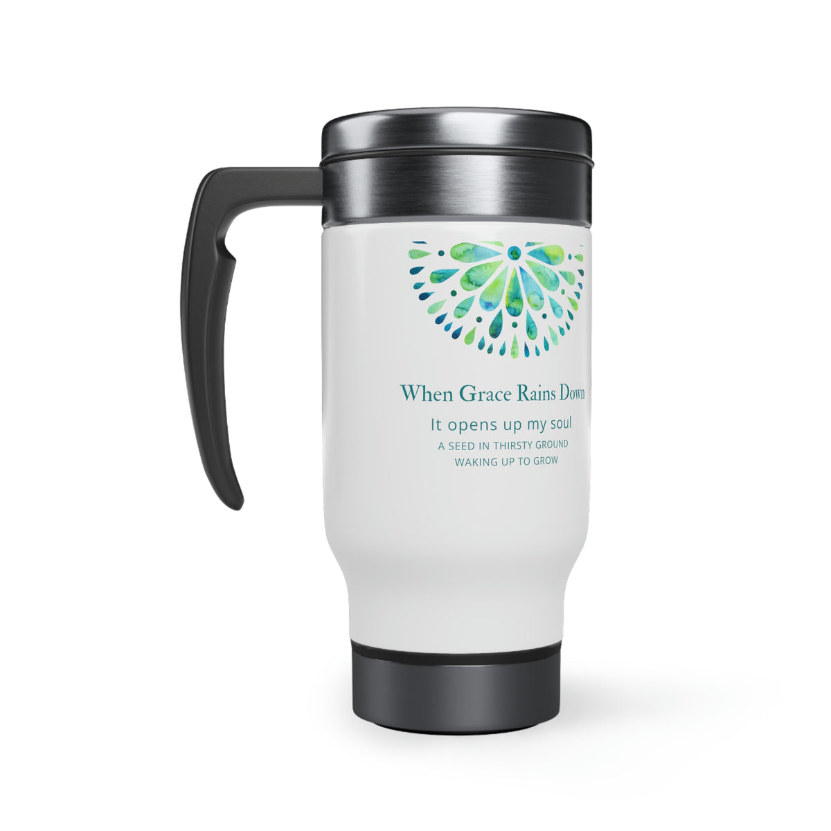 handle, 14oz stainless MUG stainless steel travel mugs 14 Oz White Stainless Steel Travel Mug Blue MANDALA Stainless Steel COFFEE 14oz mug