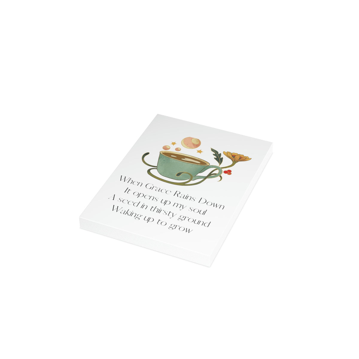 Grace Rains - White - Vertical Folded Greeting Card