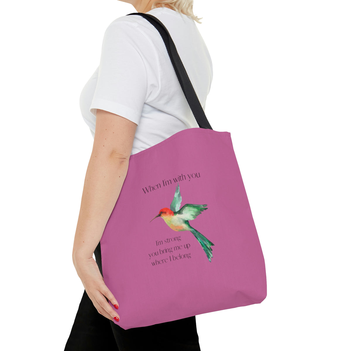 When I'm With You - Pink Hummingbird - Tote Bag