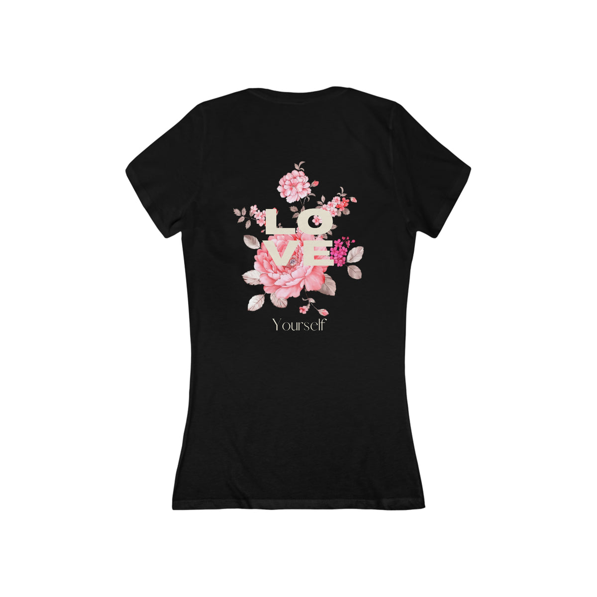  V-Neck T-Shirt Pink Rose v-neck t-shirt HAPPINESS  v-neck tee v-neckline pink T-shirT   V-neck T-shirt