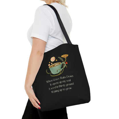 When Grace Rains Coffee Cup - Black Tote Bag