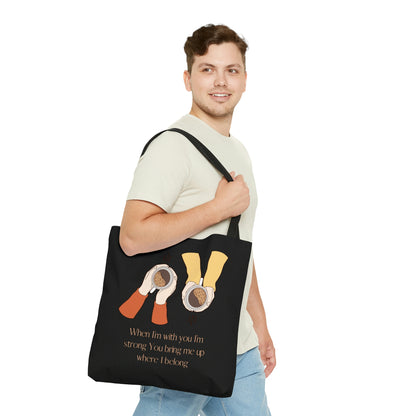 When I'm With You Coffee Cups - Black Tote Bag