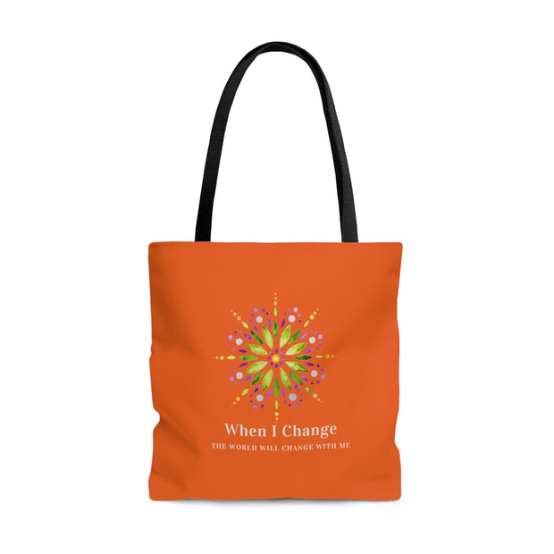When I Change Mandala - Orange Tote Bag