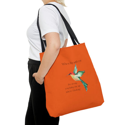 When I'm With You -Orange Hummingbird - Tote Bag