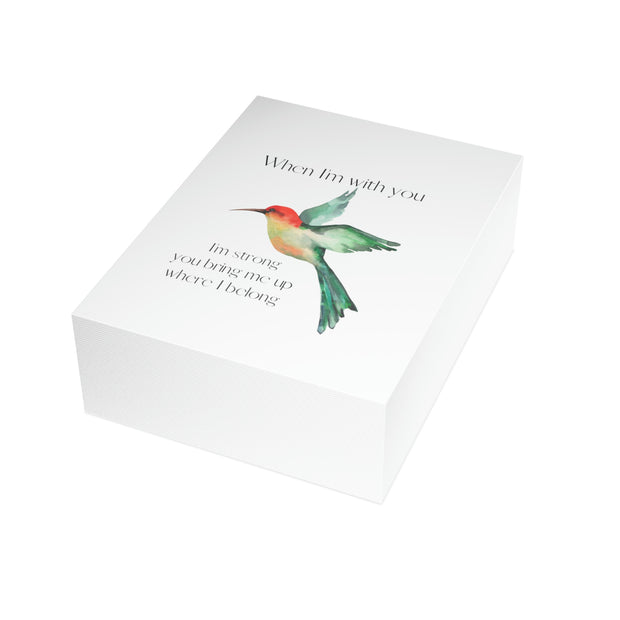 When I'm With You - Hummingbird White - Vertical Folded Greeting Card or Invitation