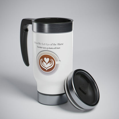 handle, 14oz  stainless MUG stainless steel travel mugs  14 Oz White Stainless Steel Travel Mug  Blue MANDALA Stainless Steel COFFEE  14oz mug