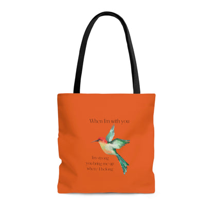 When I'm With You -Orange Hummingbird - Tote Bag