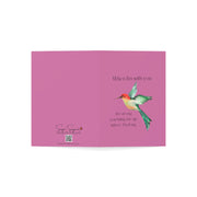 When I'm With You - Hummingbird Pink - Vertical Folded Greeting Card or Invitation