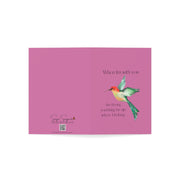 When I'm With You - Hummingbird Pink - Vertical Folded Greeting Card or Invitation