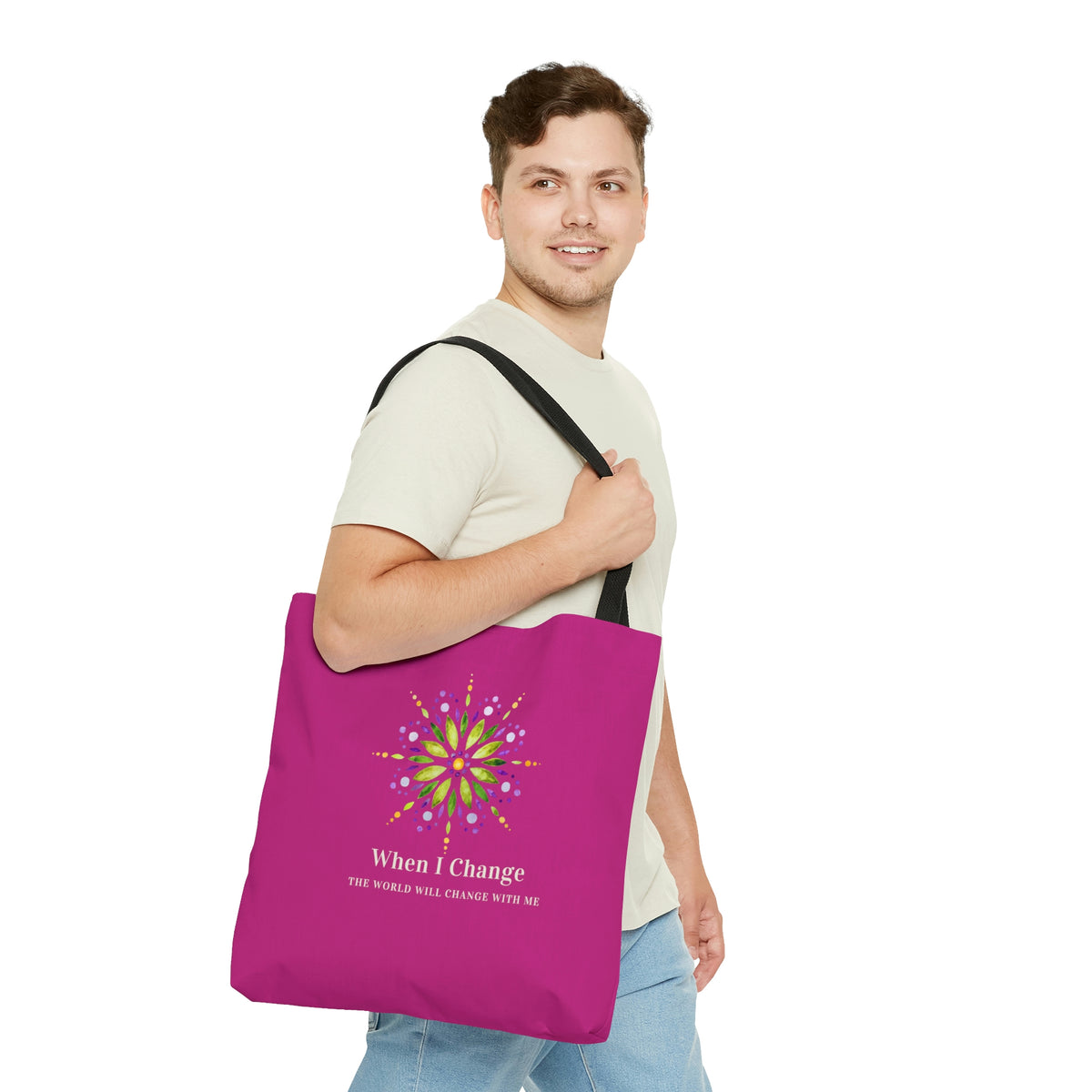 When I Change Mandala - Pink Tote Bag
