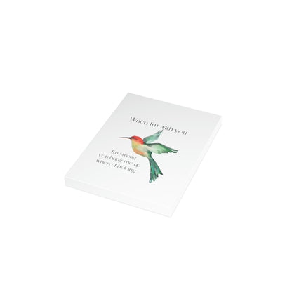 When I'm With You - Hummingbird White - Vertical Folded Greeting Card or Invitation