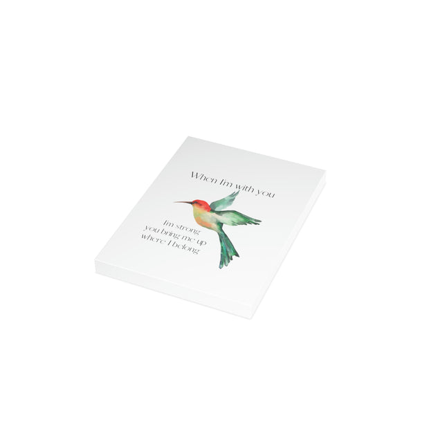 When I'm With You - Hummingbird White - Vertical Folded Greeting Card or Invitation