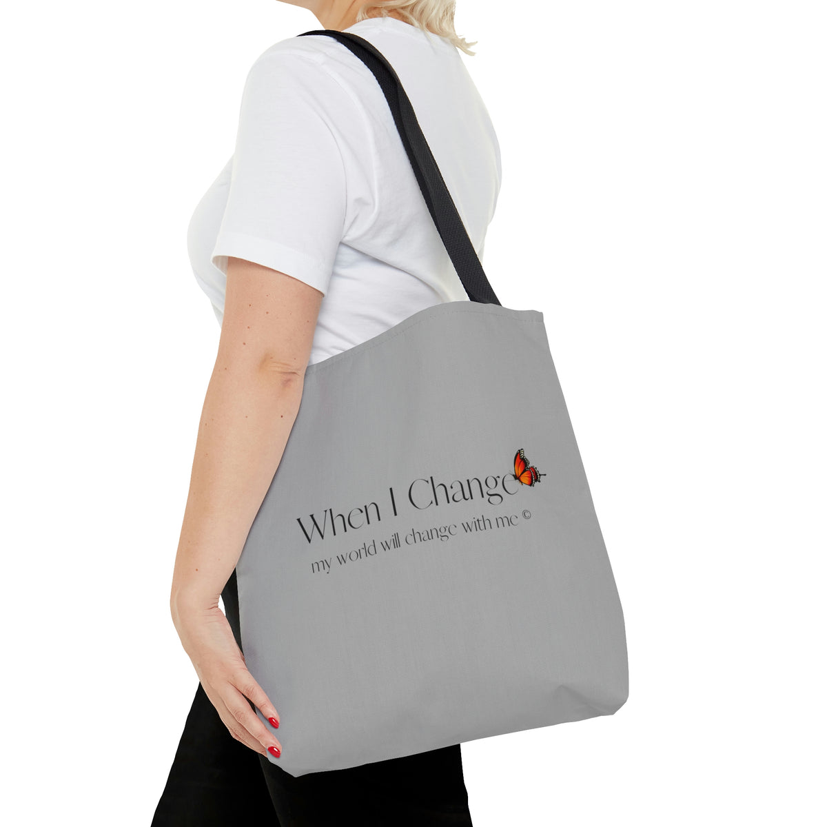 When I Change Butterfly - Gray Tote Bag