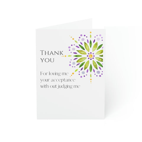 Thank You - Mandala - White Vertical Folded Greeting Card