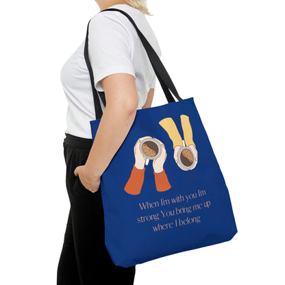 When I'm With You Coffee Cups - Dark Blue Tote Bag