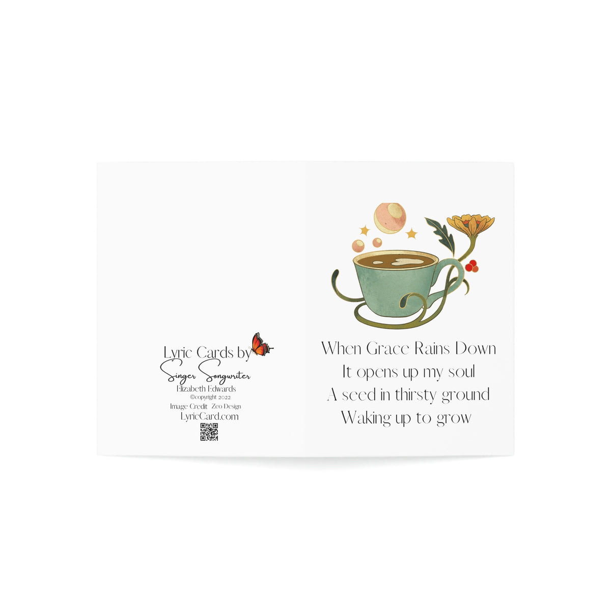 Grace Rains - White - Vertical Folded Greeting Card