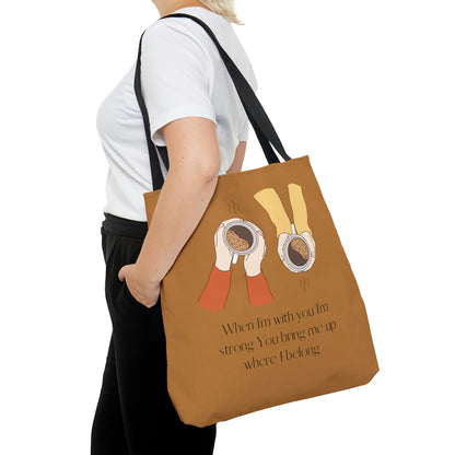 When I'm With You Coffee Cups - Light Brown Tote Bag