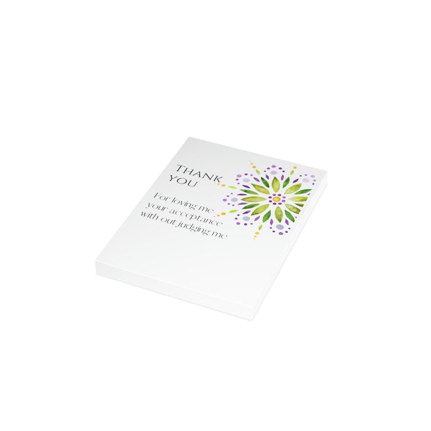 Thank You - Mandala - White Vertical Folded Greeting Card