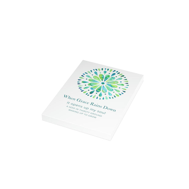 When Grace Rains -  Blue Mandala  - White Vertical Folded Greeting Card