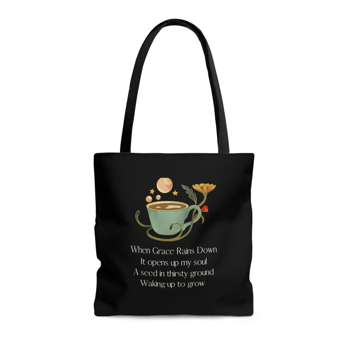 When Grace Rains Coffee Cup - Black Tote Bag