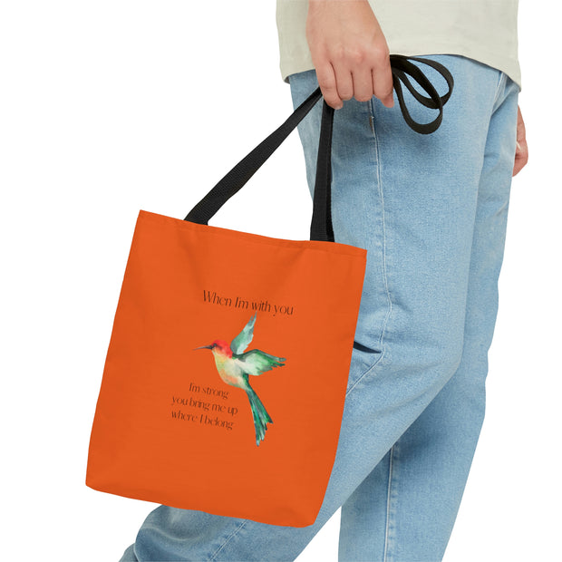 When I'm With You -Orange Hummingbird - Tote Bag