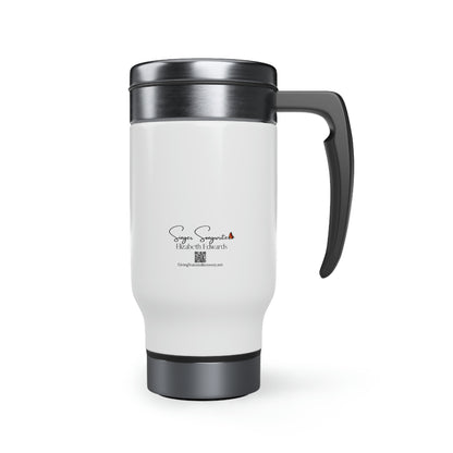 handle, 14oz  stainless MUG stainless steel travel mugs  14 Oz White Stainless Steel Travel Mug  Blue MANDALA Stainless Steel COFFEE  14oz mug