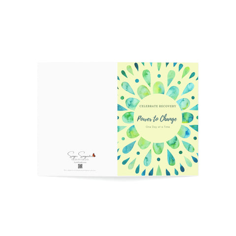 Power to Change - Green Mandala - White Vertical Folded Greeting Card