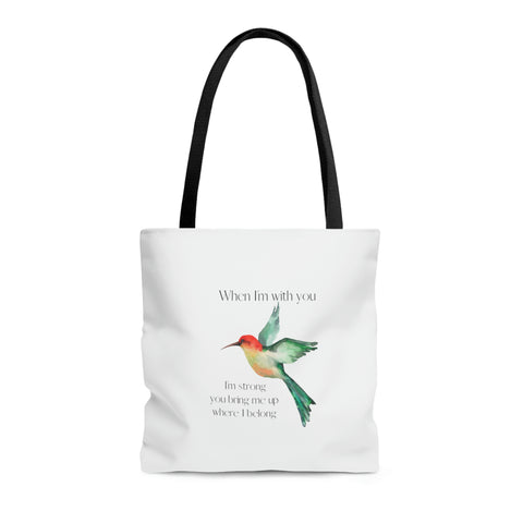 When I'm With You - White Hummingbird - Tote Bag