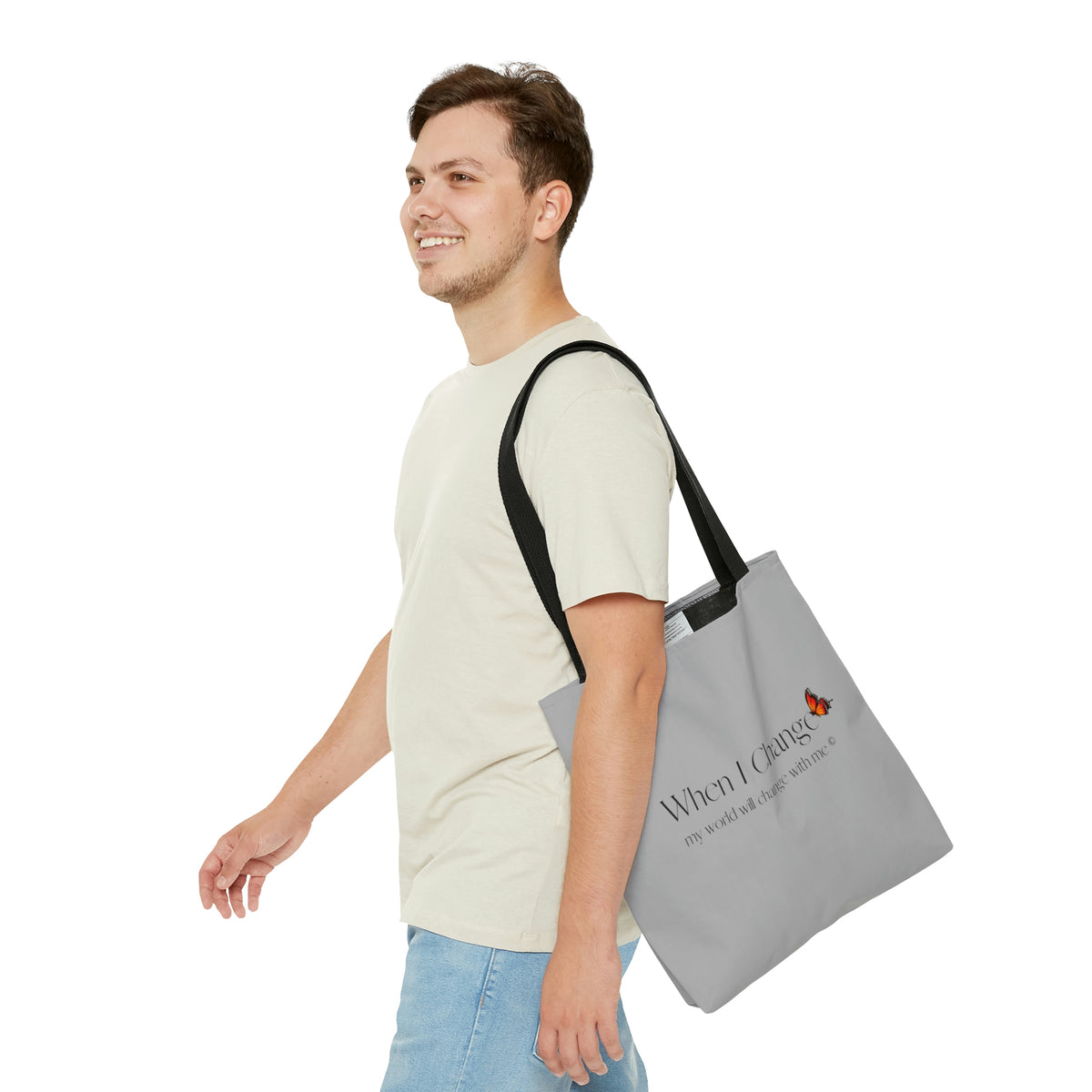 When I Change Butterfly - Gray Tote Bag