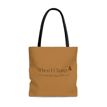 When I Change Butterfly - Brown Tote Bag