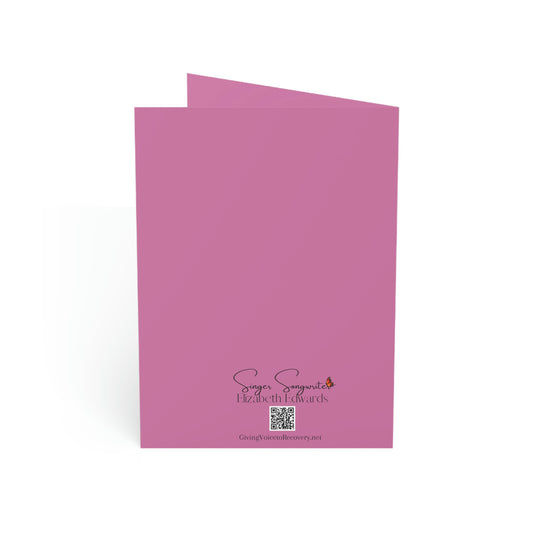Folded Greeting Cards - Vertical Vertical Fold PINK INVITATION  greeting card  PINK CARD BIRTHDAY CARD PINK  vertical greeting card PINK greeting cards folded card