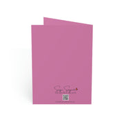 Folded Greeting Cards - Vertical Vertical Fold PINK INVITATION  greeting card  PINK CARD BIRTHDAY CARD PINK  vertical greeting card PINK greeting cards folded card