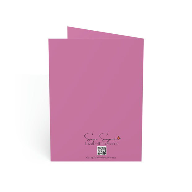 When I'm With You - Hummingbird Pink - Vertical Folded Greeting Card or Invitation