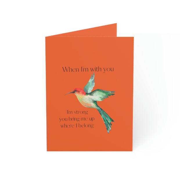 Folded Greeting Cards - Vertical Vertical Fold ORANGE INVITATION  greeting card  ORANGE CARD BIRTHDAY CARD ORANGE  vertical greeting card ORANGE greeting cards folded card