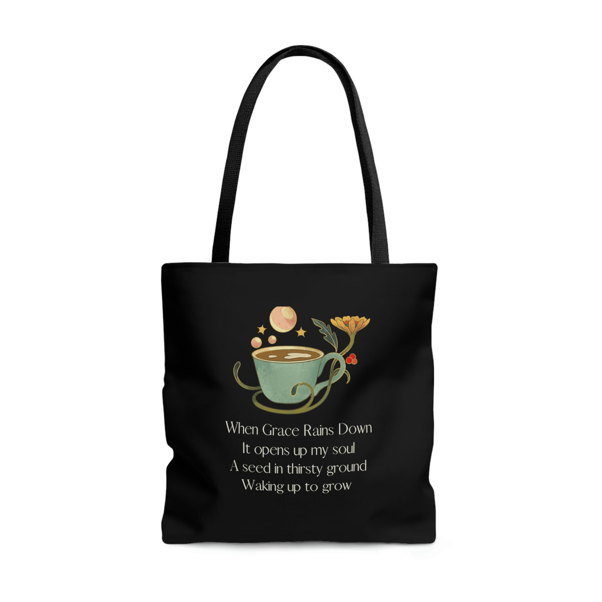 When Grace Rains Coffee Cup - Black Tote Bag