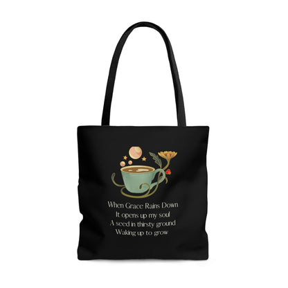 When Grace Rains Coffee Cup - Black Tote Bag