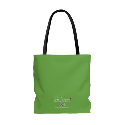 When Grace Rains Blue/Green Mandala - Green Tote Bag