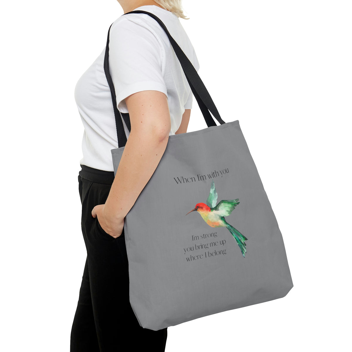 When I'm With You - Gray Hummingbird - Tote Bag