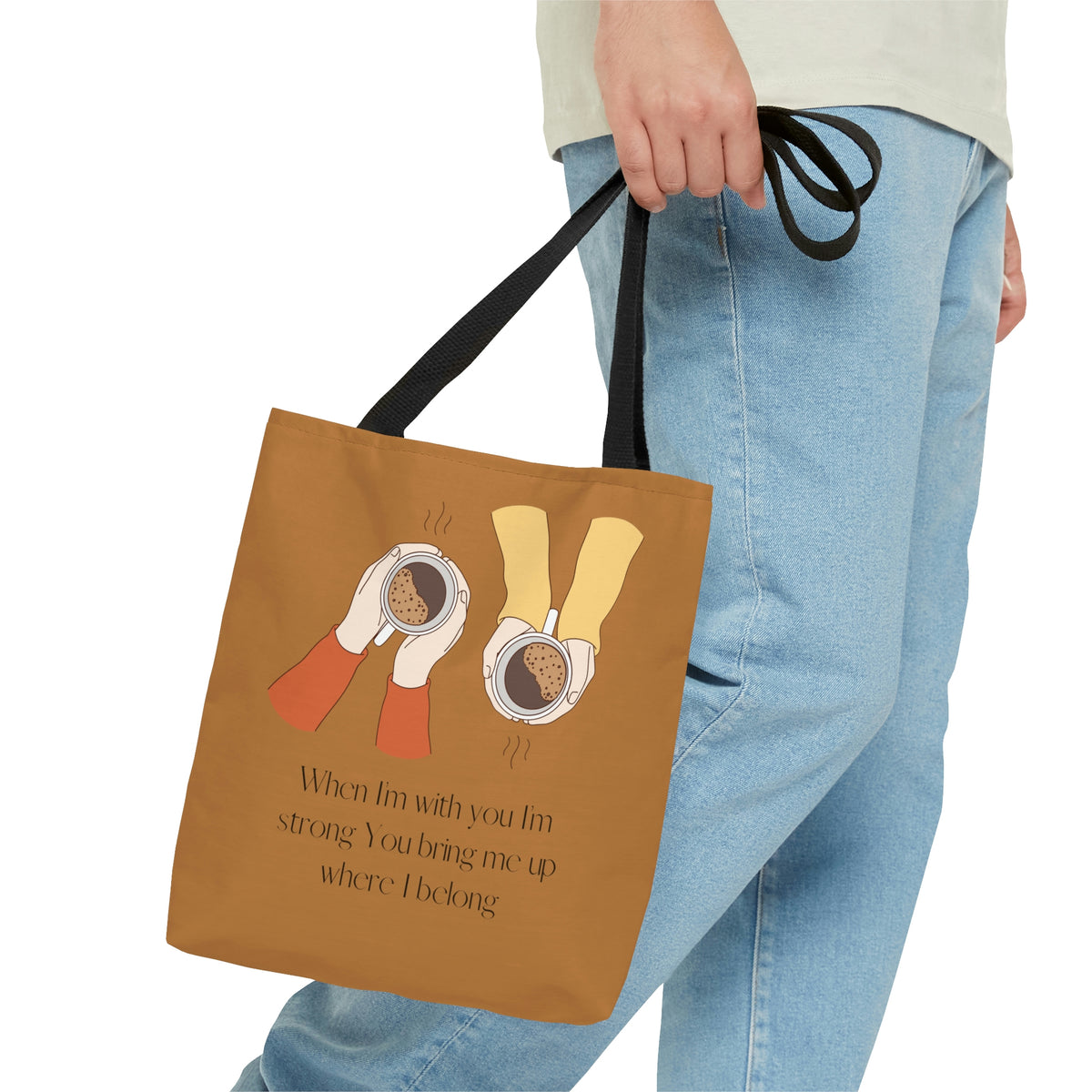 coffee cup tote bag shoulder bags  Coffee Tote Bag LIGHT  brown Cup LIGHT Coffee LIGHT BROWN tote Bag COFFEE CUP