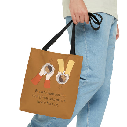 coffee cup tote bag shoulder bags  Coffee Tote Bag LIGHT  brown Cup LIGHT Coffee LIGHT BROWN tote Bag COFFEE CUP
