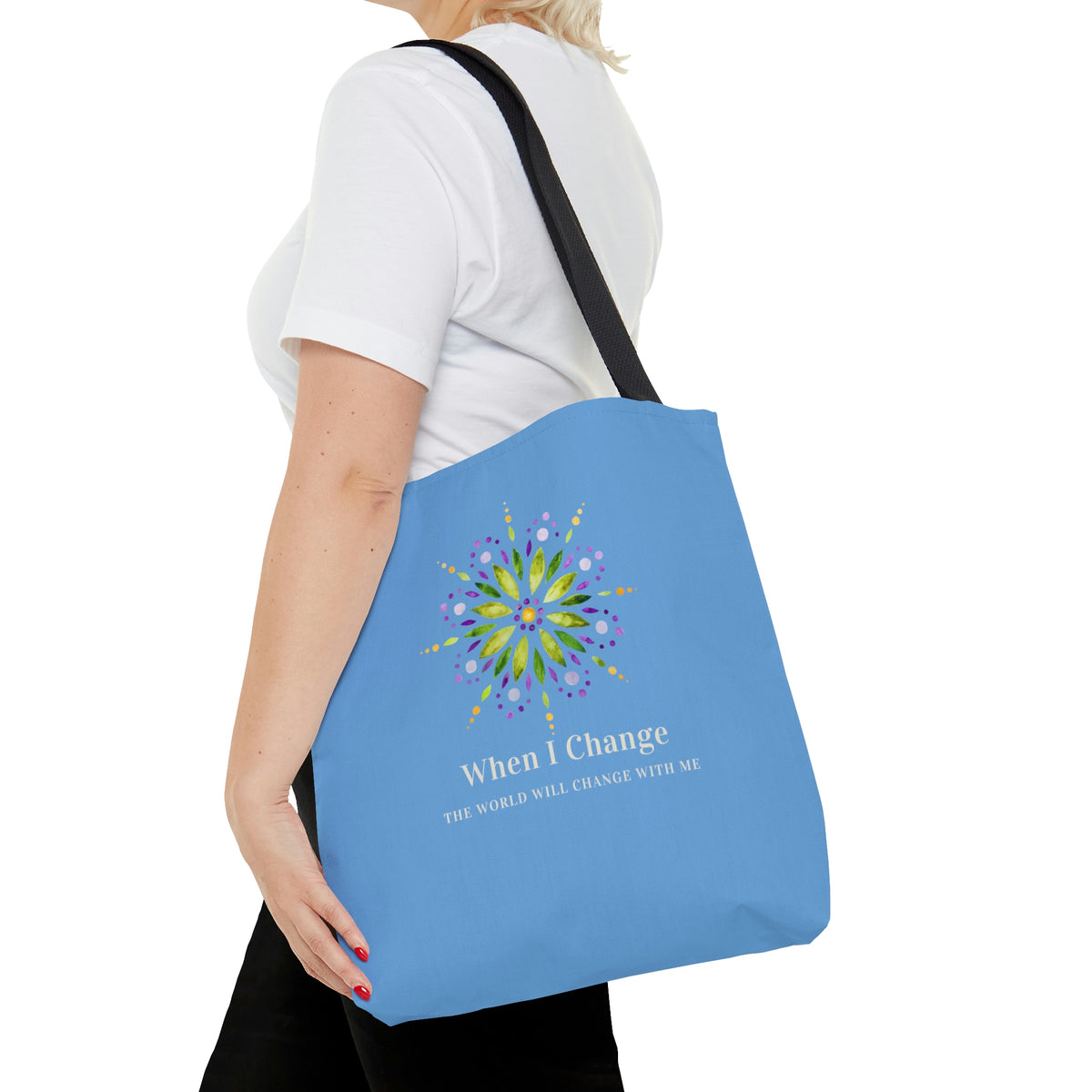 When I Change Mandala - Blue Tote Bag